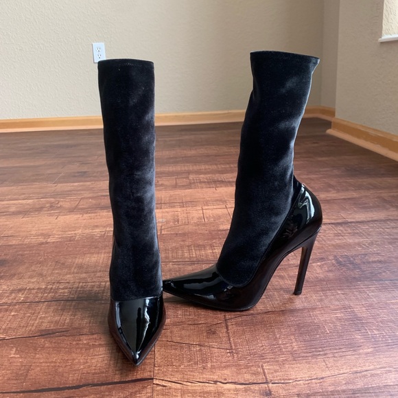 Balenciaga glossy blk Pointedtoe elasticize bootie - Picture 2 of 8